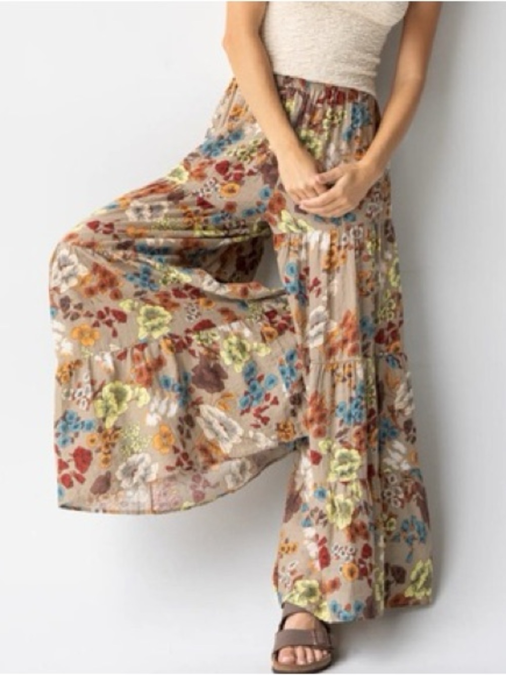 Natural Life Patti Palazzo Pant Floral Wide Leg Summer Bohemian Festival Small
